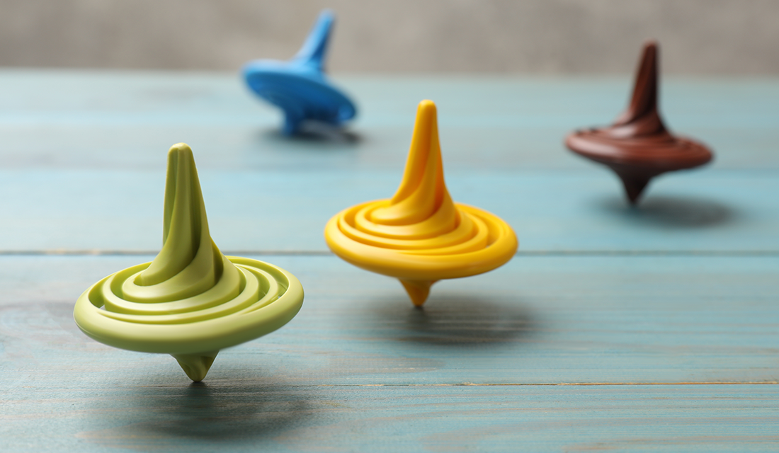 Colorful spinning tops