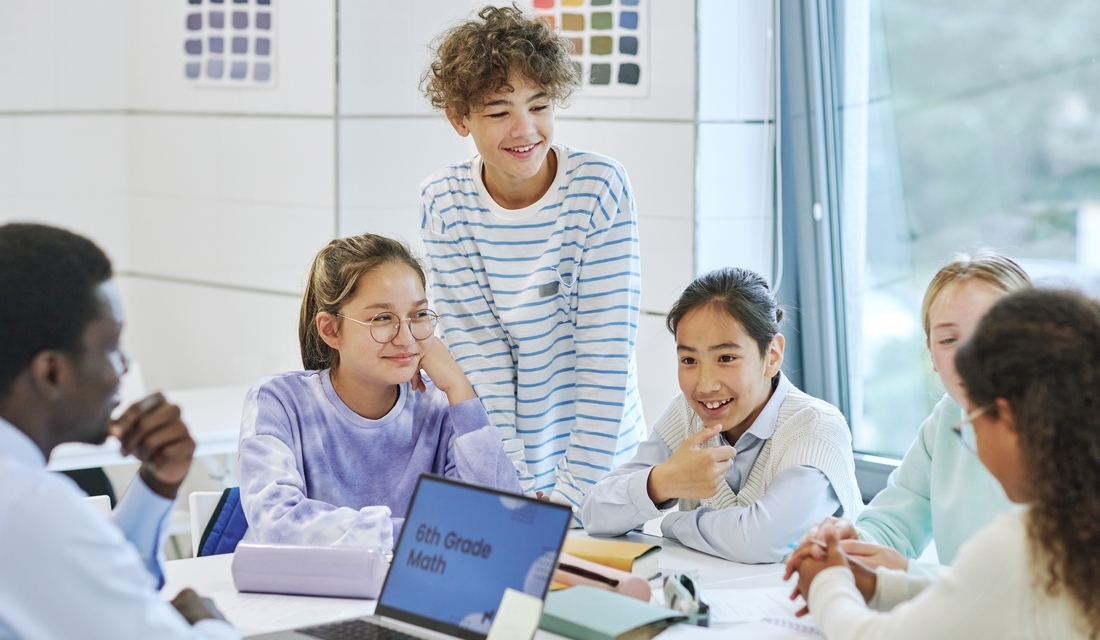 6th grade students during group discussion