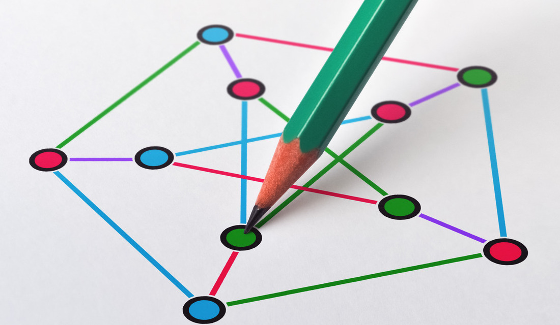 Pencil pointing to a vertex in a geometric diagram